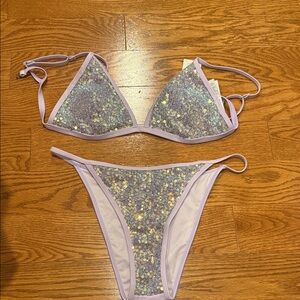 Cupshe Lavender Sequin Bikini